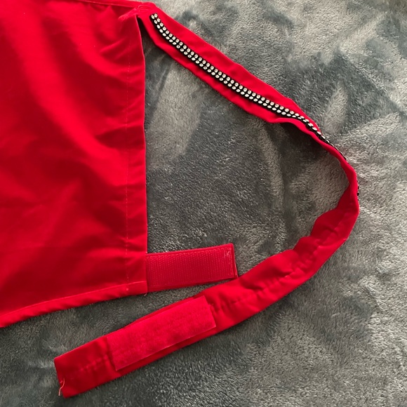 Vtg Hostess apron in faux suede and rhinestones - Picture 5 of 8